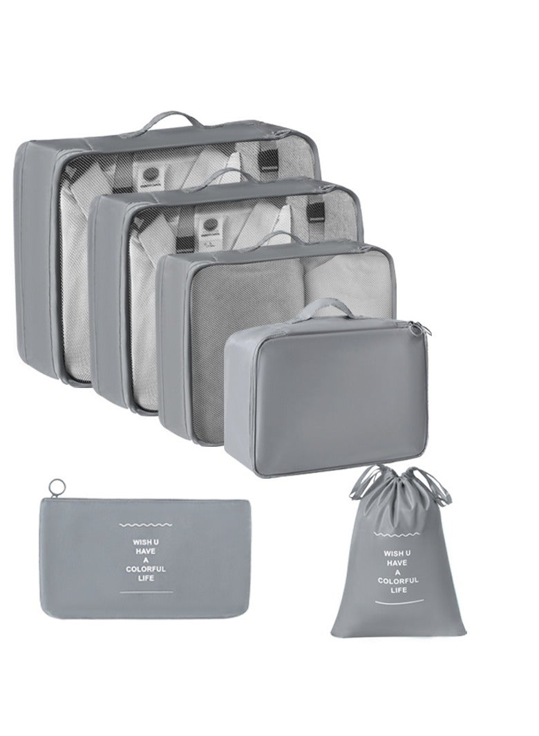 NAYIV Travel Organizer Bags 6-Piece Luggage Organizer Set Travel Bags with Zipper Lightweight Compression Storage Bags Waterproof and Durable Travel Packing Cube Luggage Organizer Bags Suitable for Clothes Shoes Blanket Suitcases and Travel Bags Gray - Image 1